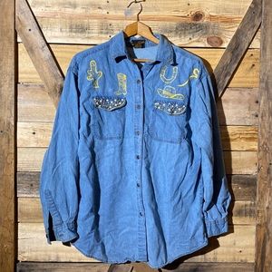 In Fashions Western Denim Shirt Size L